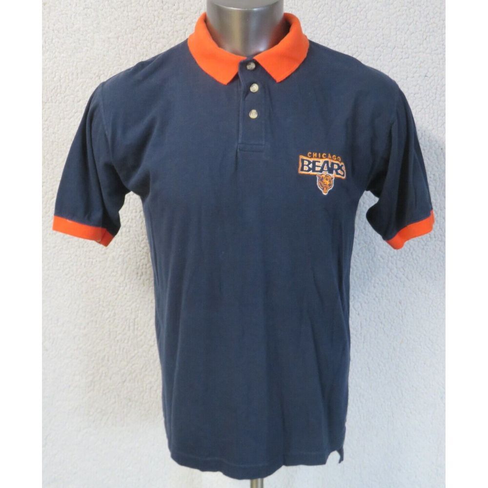 Mens Vintage Chicago Bears Polo Shirt‎ Blue Orange Size M NFL THE EDGE  1998 Y2K